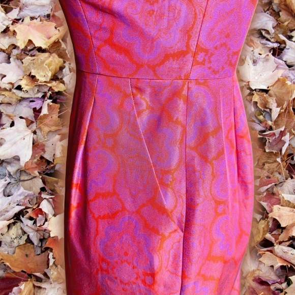 J. Crew Orange & Purple Medallion Silk Blend Strapless ‘Ella’ Dress Size 2 - Picture 13 of 16